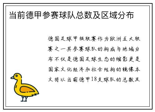 当前德甲参赛球队总数及区域分布