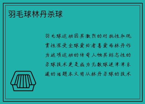 羽毛球林丹杀球
